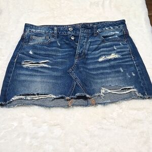 Distressed Denim Mini Skirt